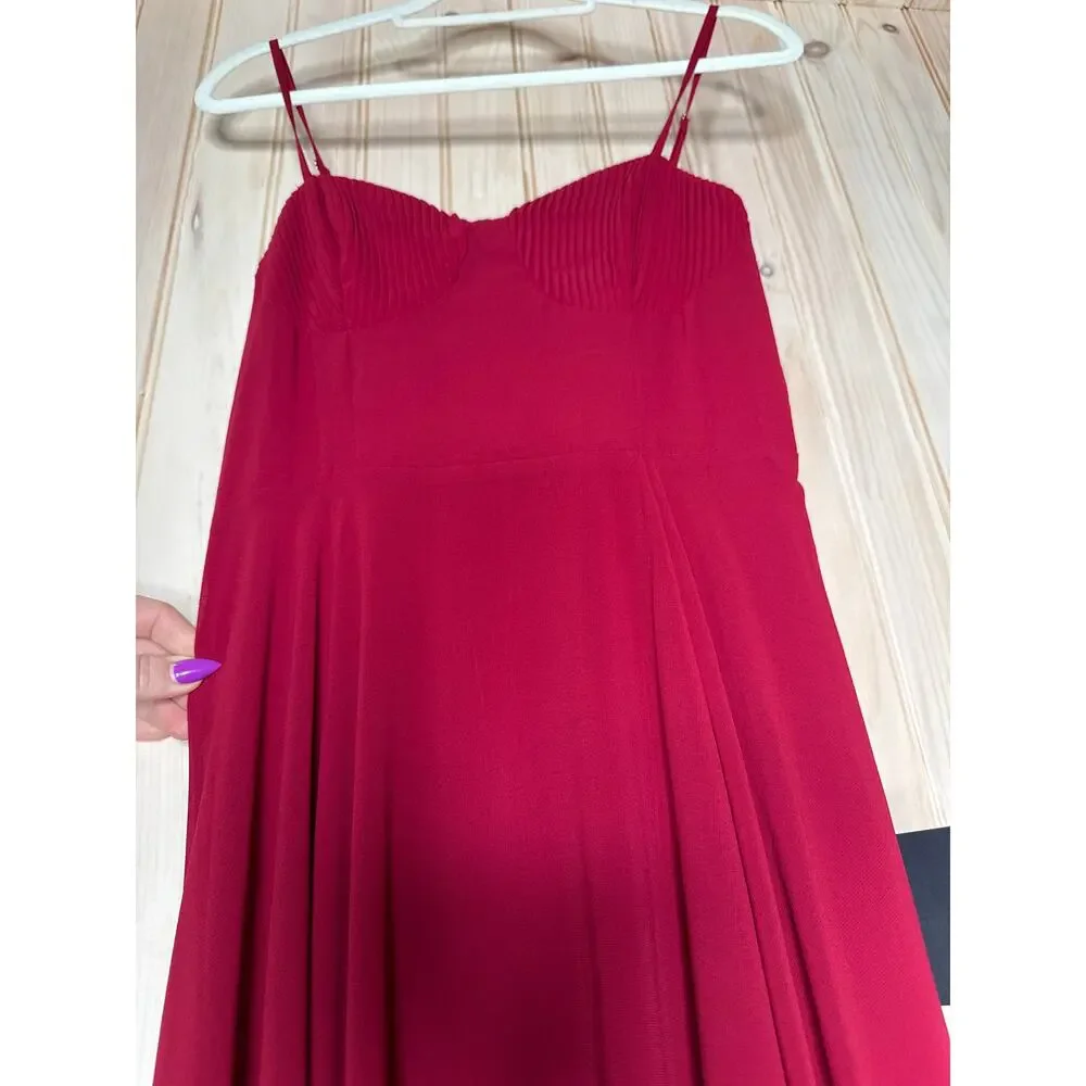 NWT Lulus Cause for Commotion Red Pleated Bustier Maxi Dress Gala Banquet Size S